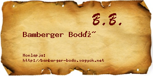 Bamberger Bodó névjegykártya